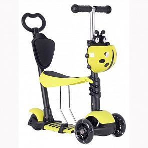 Самокат-беговел Black Aqua MG023D с ручкой и светящимися колёсами, цвет салатовый (Black Aqua, 7491RT)